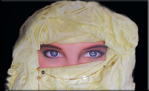 48-BEAUTE-D'ORIENT-Web-regard-détour-flou-étape-1-composition-sur-papier-plume--aérographie,-tissu-&-bijoux--110-x-160--avril-1995-&-mars-2003