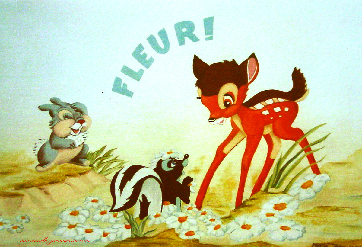 Bambi et les fleurs