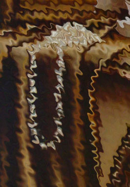 carton bouilli 2-121 - MIROIR - extrait collier de perles - huile sur toile - 30 x 60